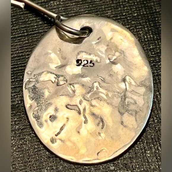 Boho Chic Hammered Sterling Silver Dangle Earrings Ovals Hippie Artsy Metallic - Picture 4 of 17